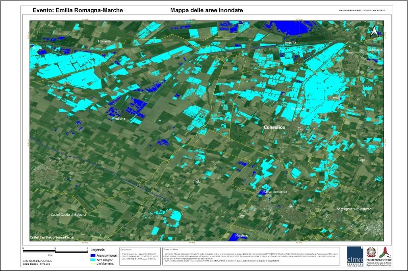 Mappe delle aree inondate Emergenza Emilia-Romagna