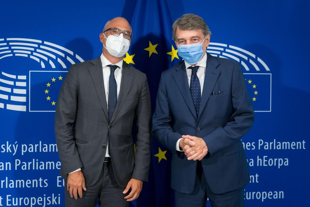 Il Capo Dipartimento Curcio e il Presidente Sassoli a Bruxelles