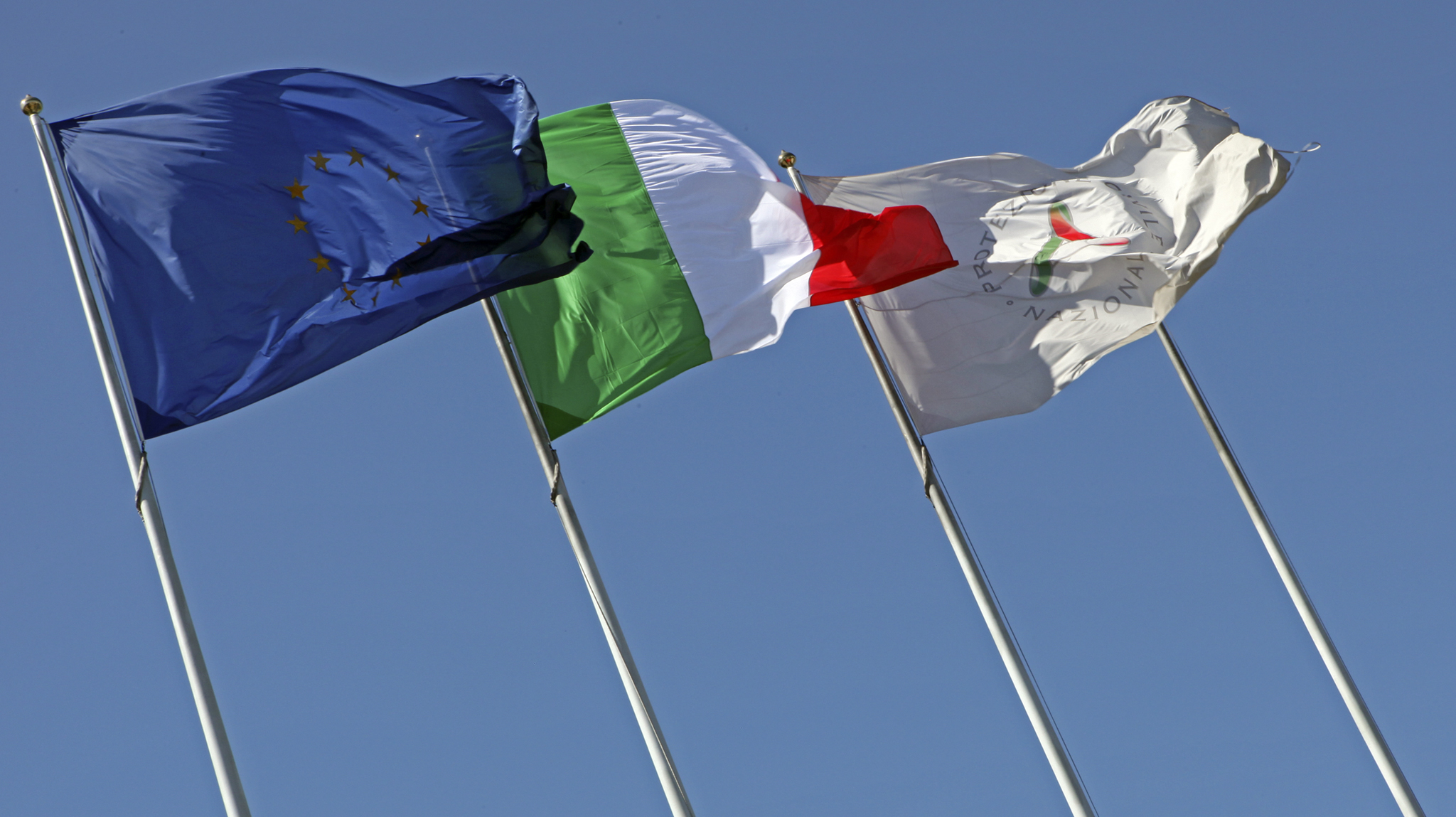 Bandiere Europa Italia Dipartimento della Protezione Civile