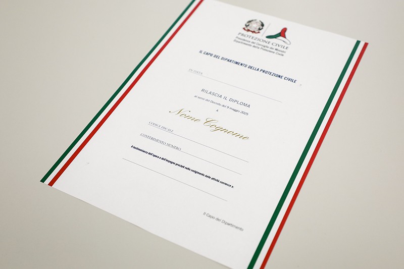 Diploma Distintivo eventi protezione civile